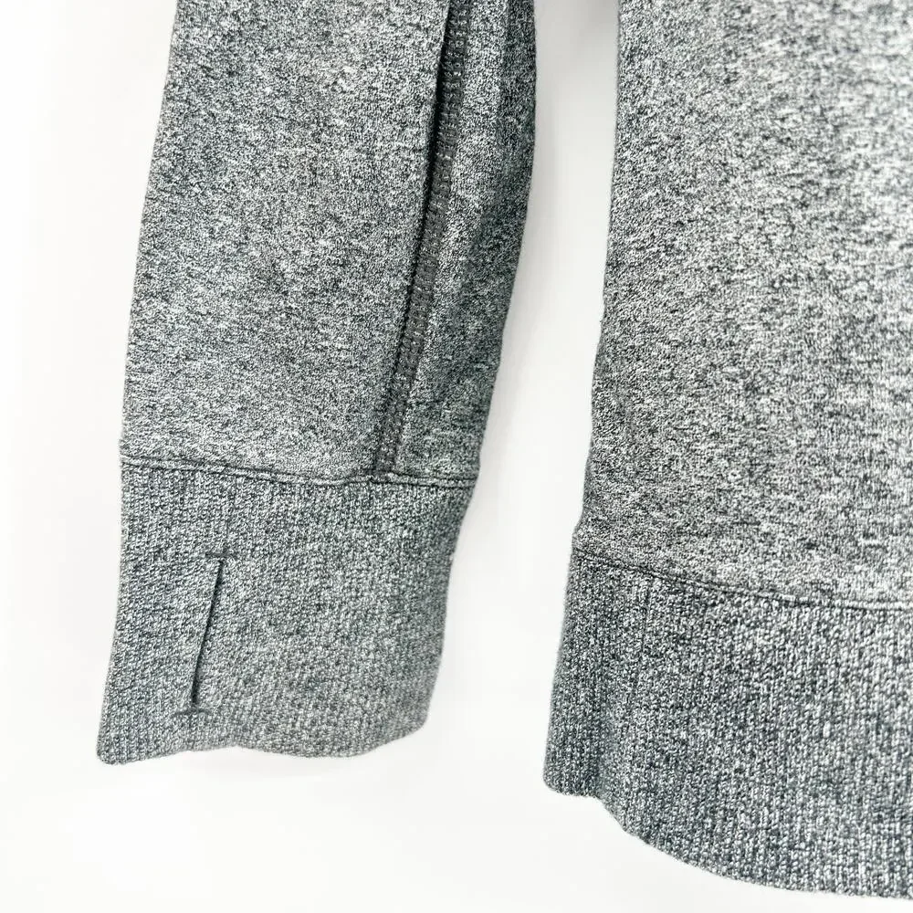 Lululemon Women Crew Love Thumbhole Pullover Sweatshirt Heathered Speckled Black